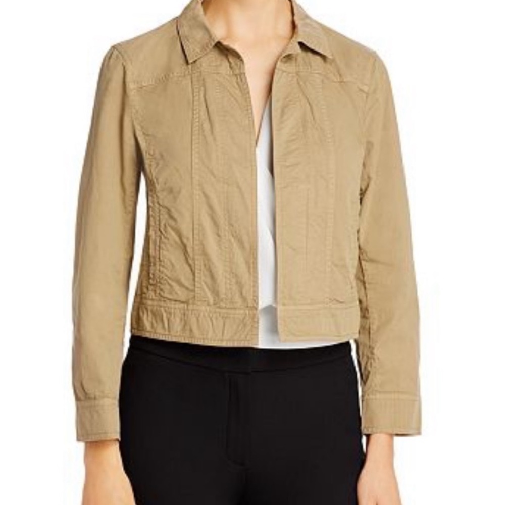 THEORY khaki tan chino cotton shrunken jean jacket M